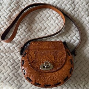 Bohemian Tooled Mexican Leather Crossbody Bag